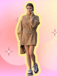How to wear sweater dress with sneakers