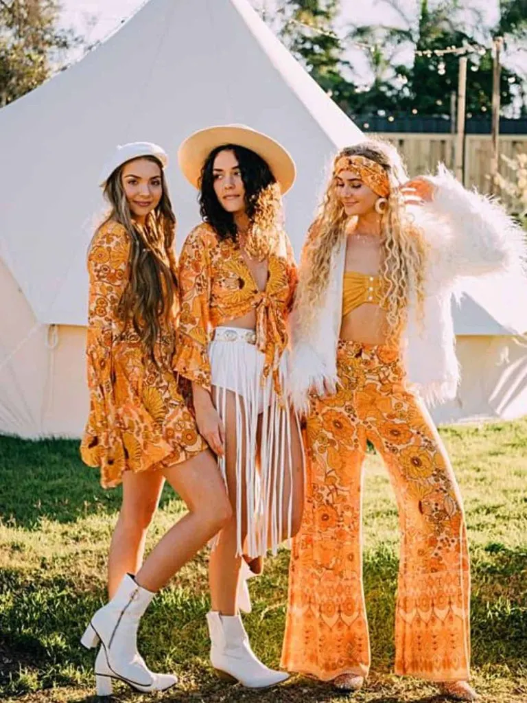 white & orange Woodstock theme outfit