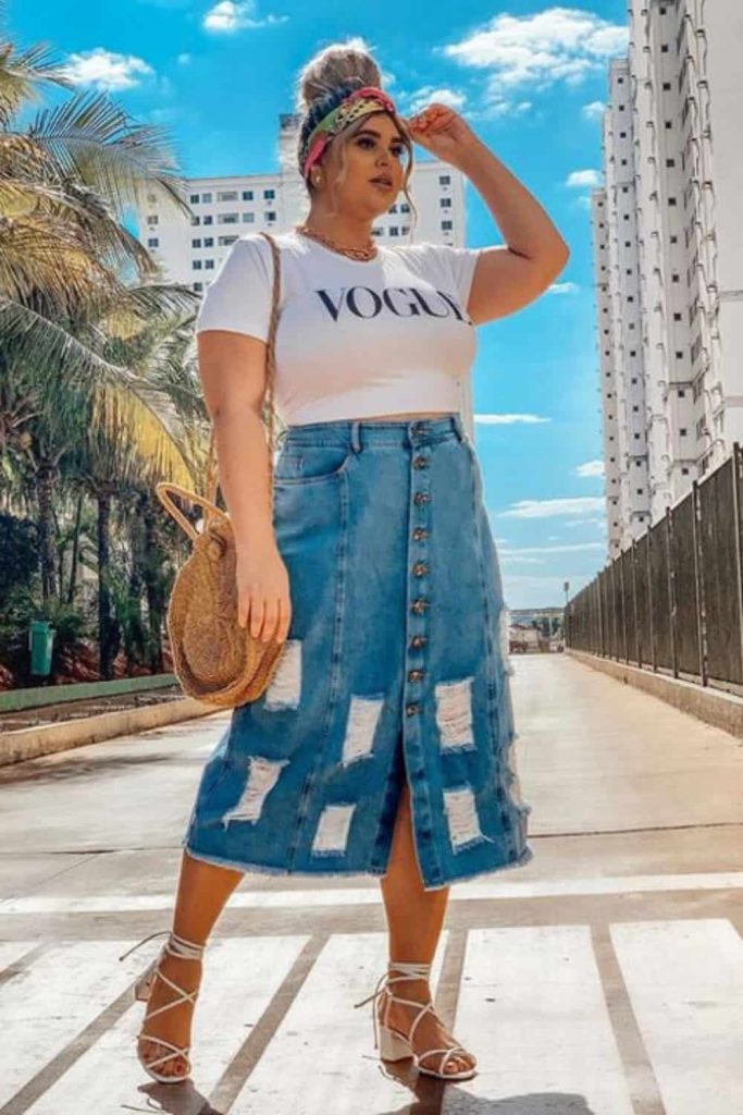 7 White Denim Skirt Outfits to Wear All Summer | Who What Wear