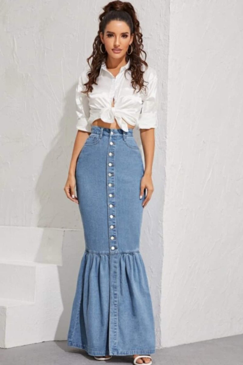 What to REALLY wear with a long denim skirt in 2023? *32 outfits!