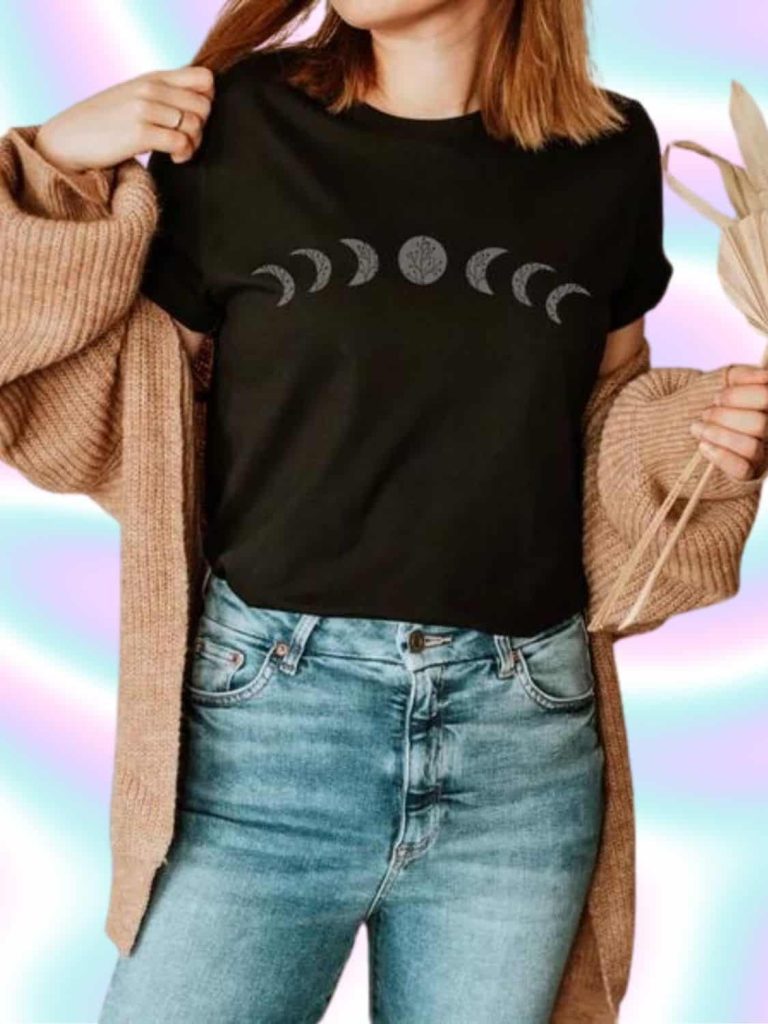Moon phrase witch tee shirt 