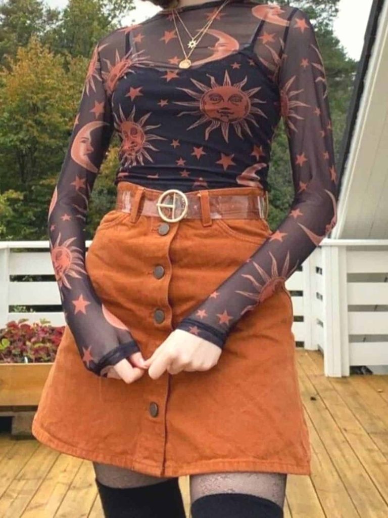 Orange modern witch aesthetic fashion