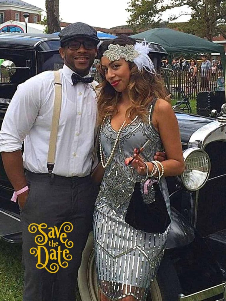 Couple prohibition party outfits