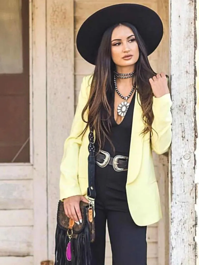 yellow blazer cowgirl outfits winter