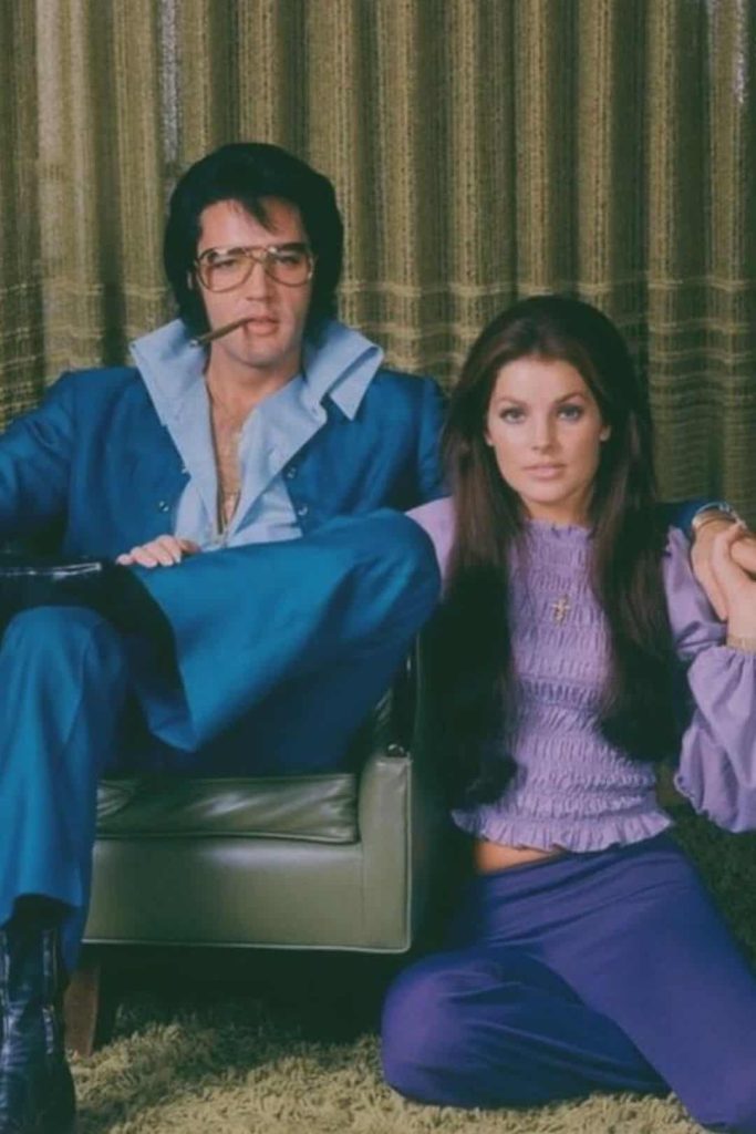 Elvis and Priscilla's classic blue & purple look
