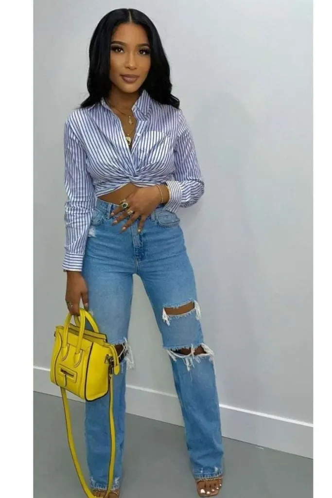 Cropped shirt and jeans