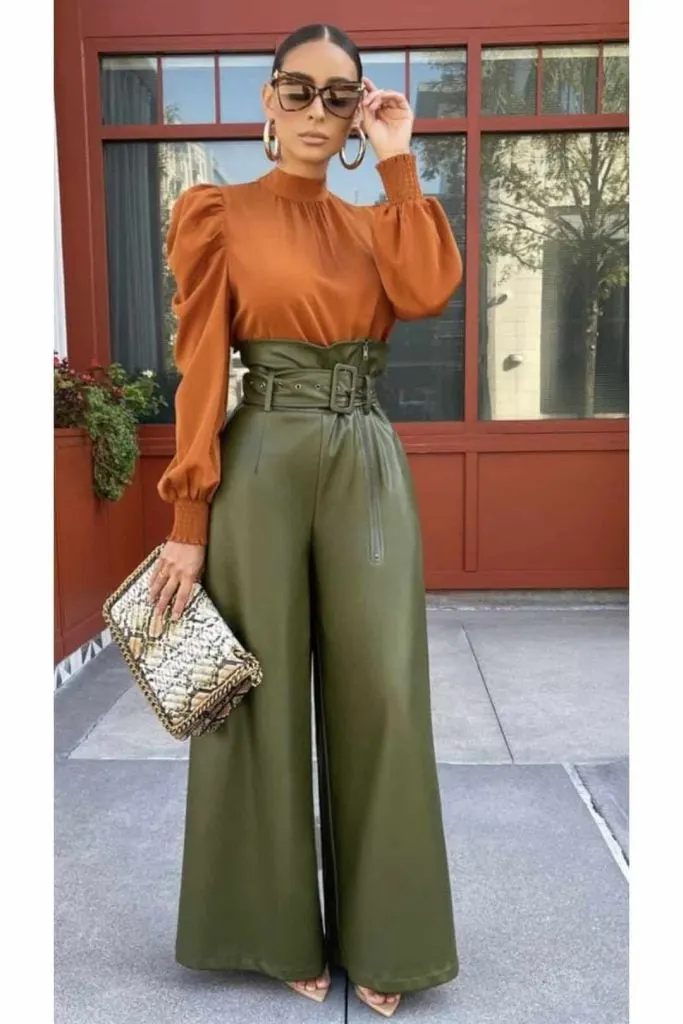 Formal palazzo pants outfit