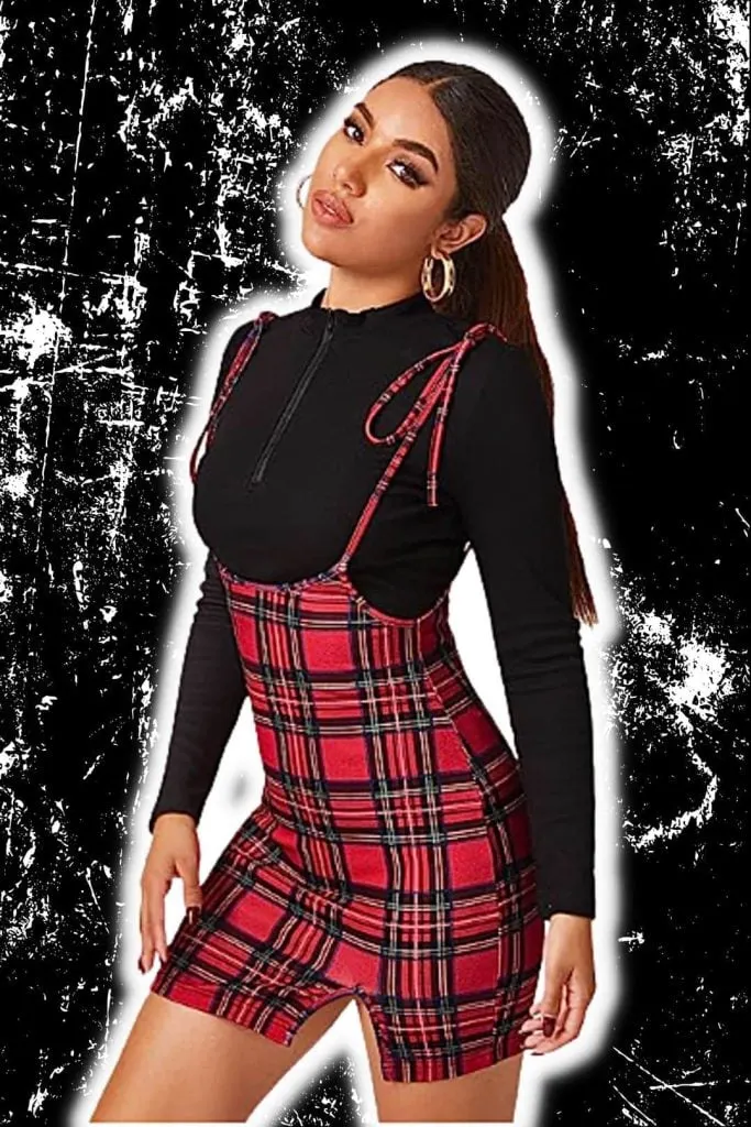 Cute emo red checkered dress 