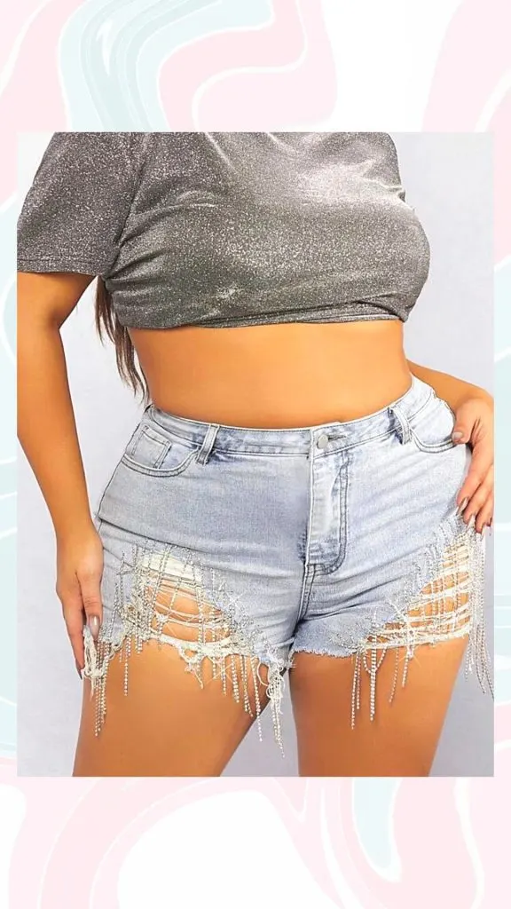 High waist fringe shorts to cover the stomach