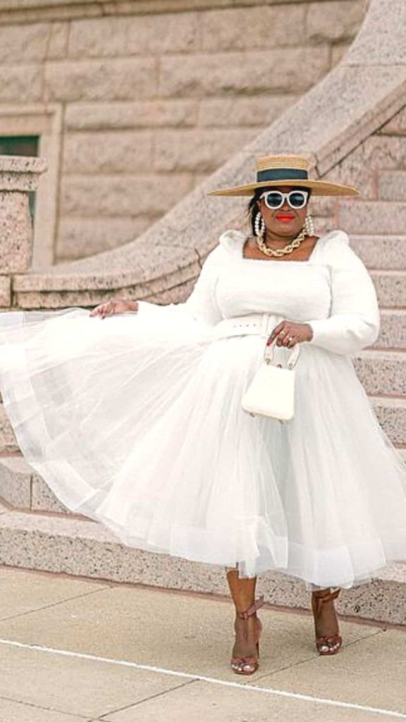 plus size tulle skirt all-white outfits