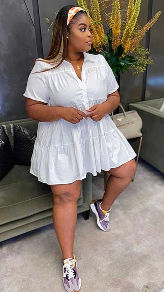 cute plus-size white shirt dress