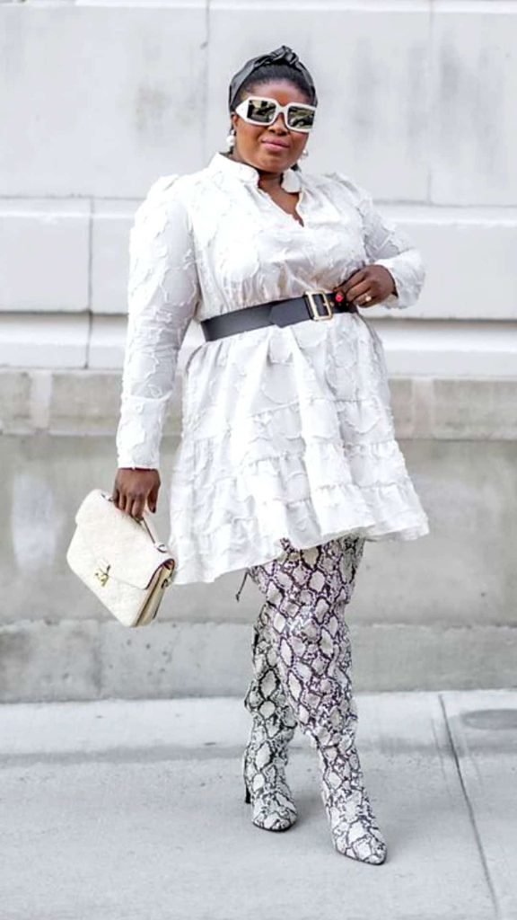 Edgy plus size all-white party dress