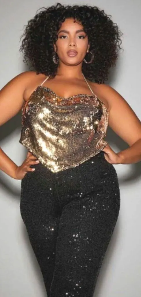 plus size disco party sequin top and pants