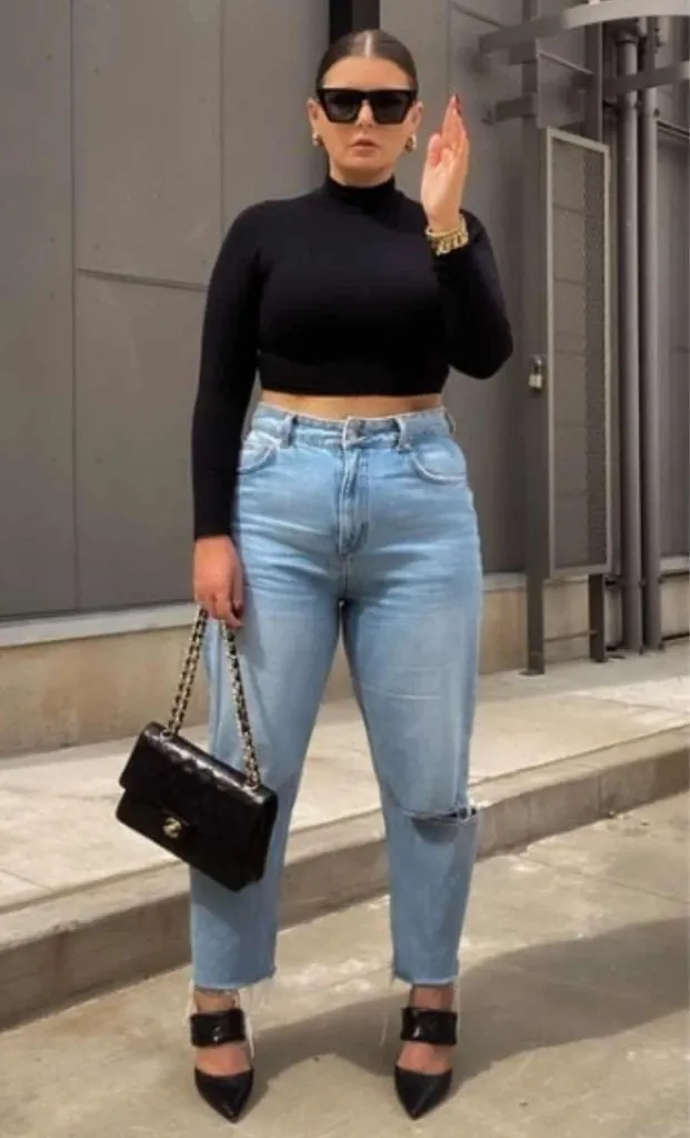 High neck top with jeans