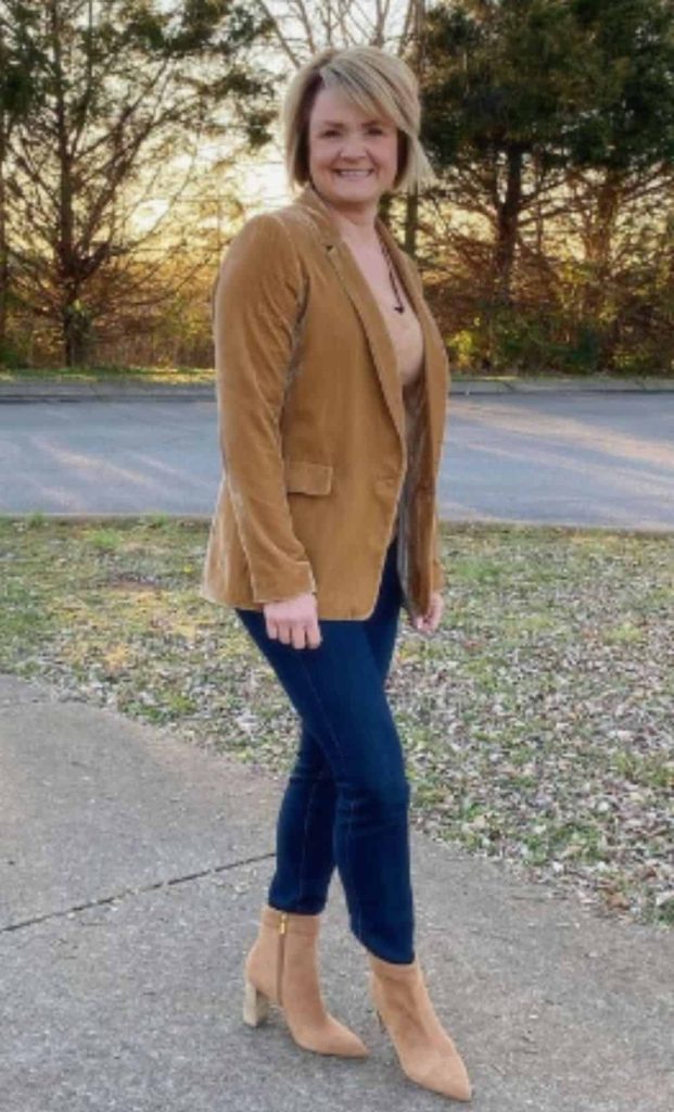 ankle boots with blazer over 50