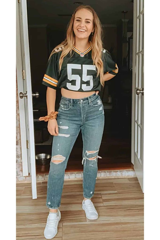 football jersey with jeans