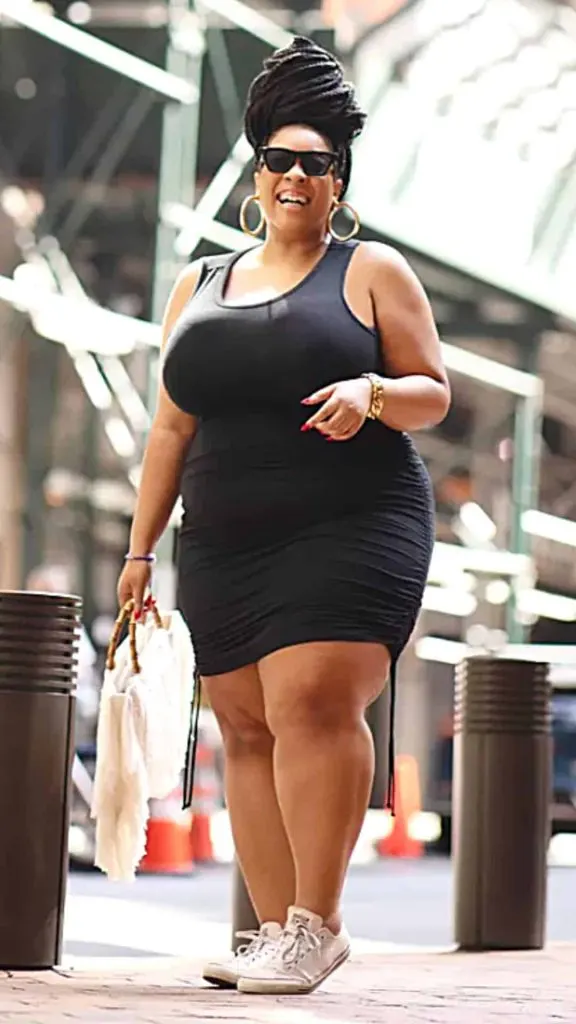Plus size baddie outfit with sneakers
