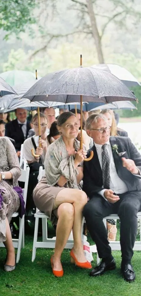 rainy wedding outfit guests