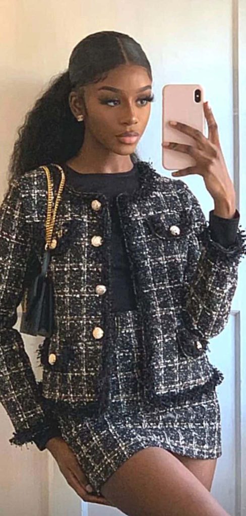 Chanel styled tweed jacket outfit ideas