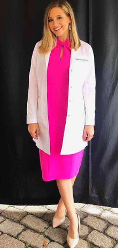 PINK DRESS white coat outfit