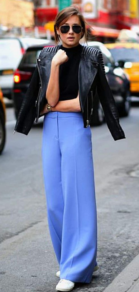 what to wear light blue pants outfit