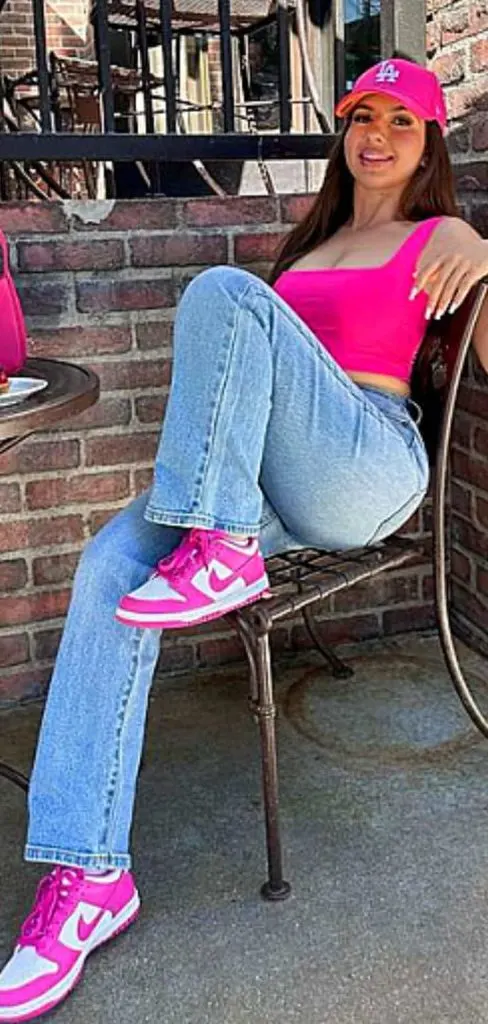 what to wear hot pink sneakers