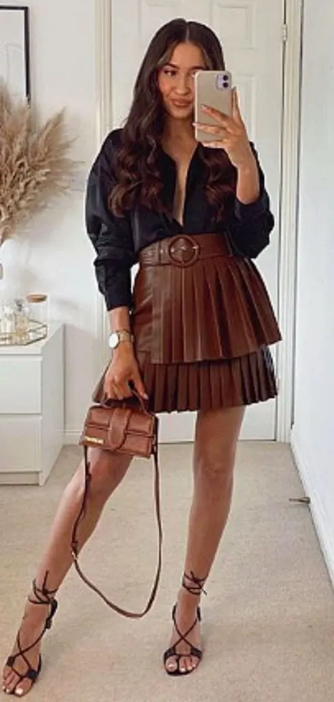 faux leather skorts