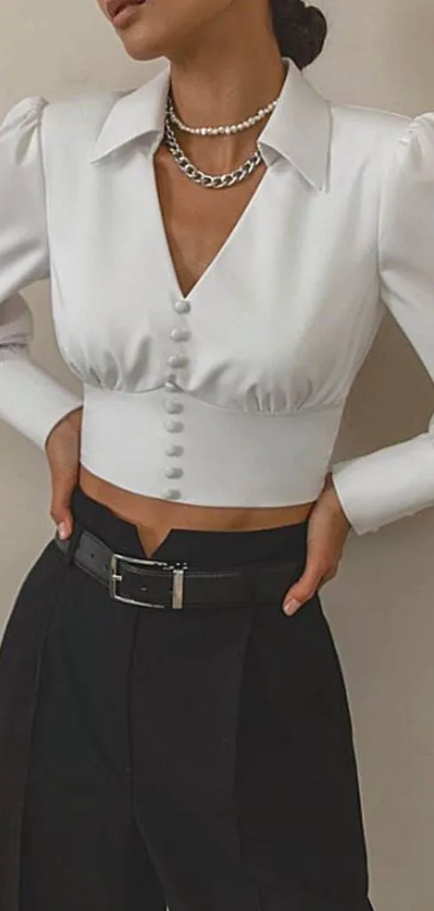 CINCHED WAIST CROPPED button-down shirt
