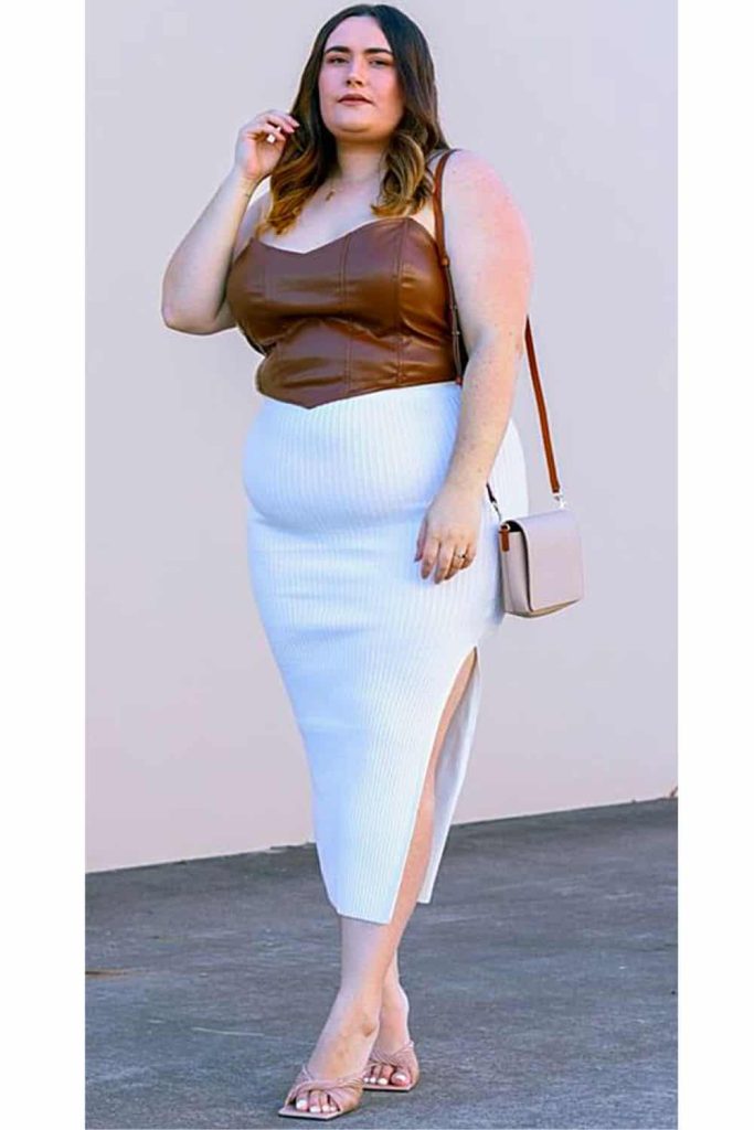 plus size wedding guest skirt and top