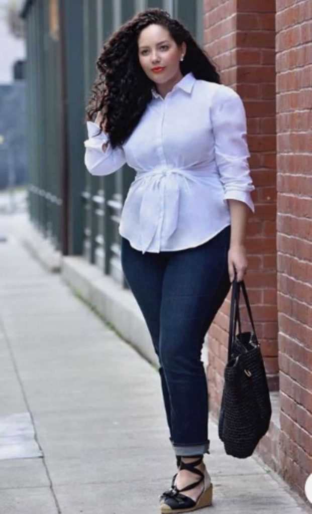 peplum top and jeans business casual