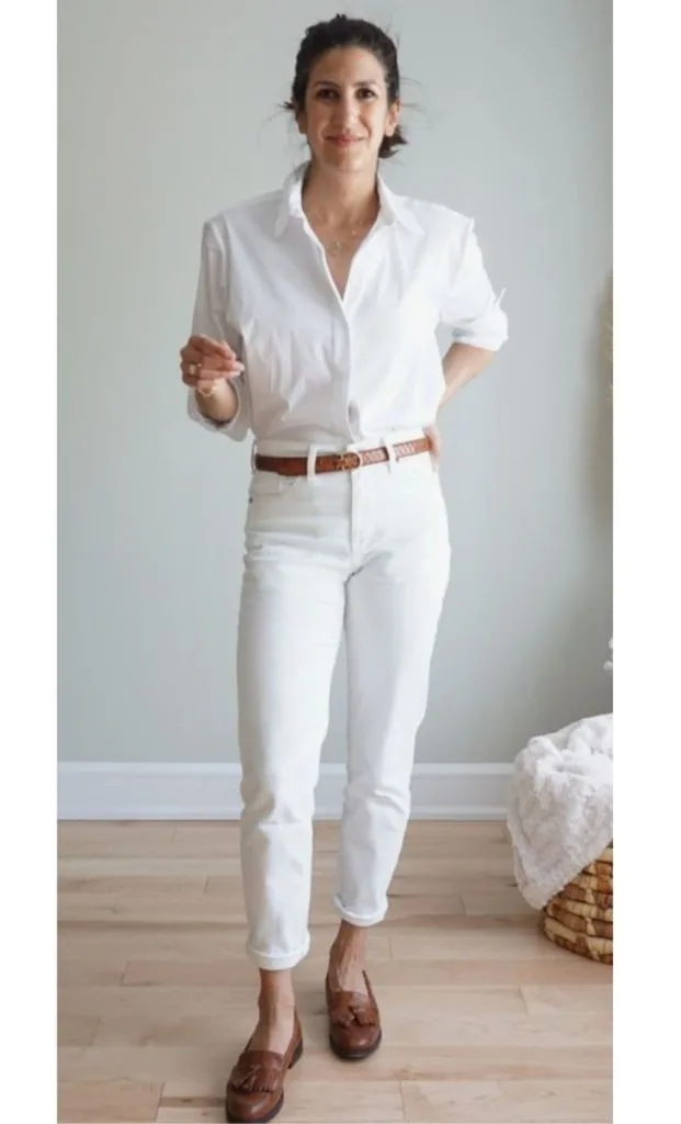 White jeans office outfit