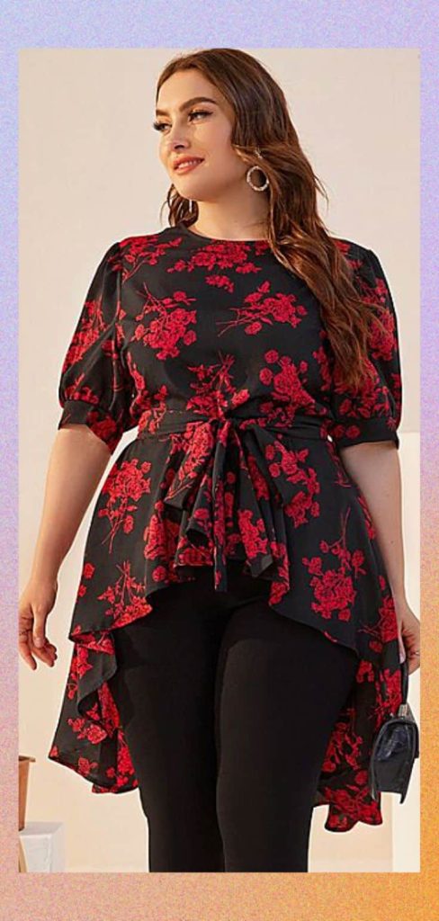 Plus size high-low dressy tops