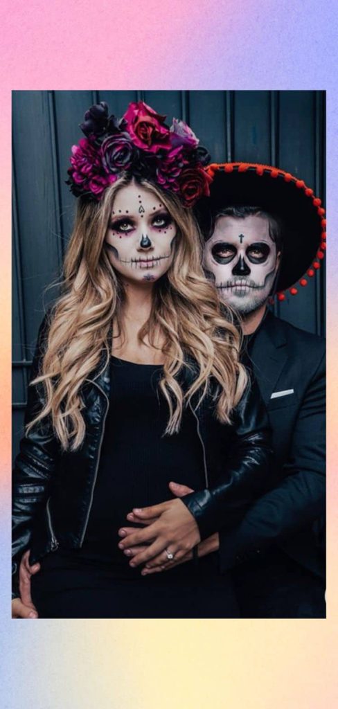 sugar skull couple costume black
