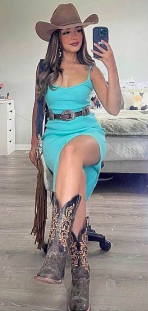 blue dress Mexican cowgirl outfit