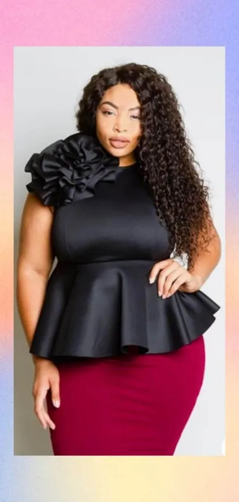 peplum top plus size outfit