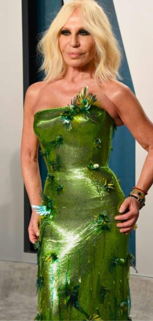 green Versace tropical dress