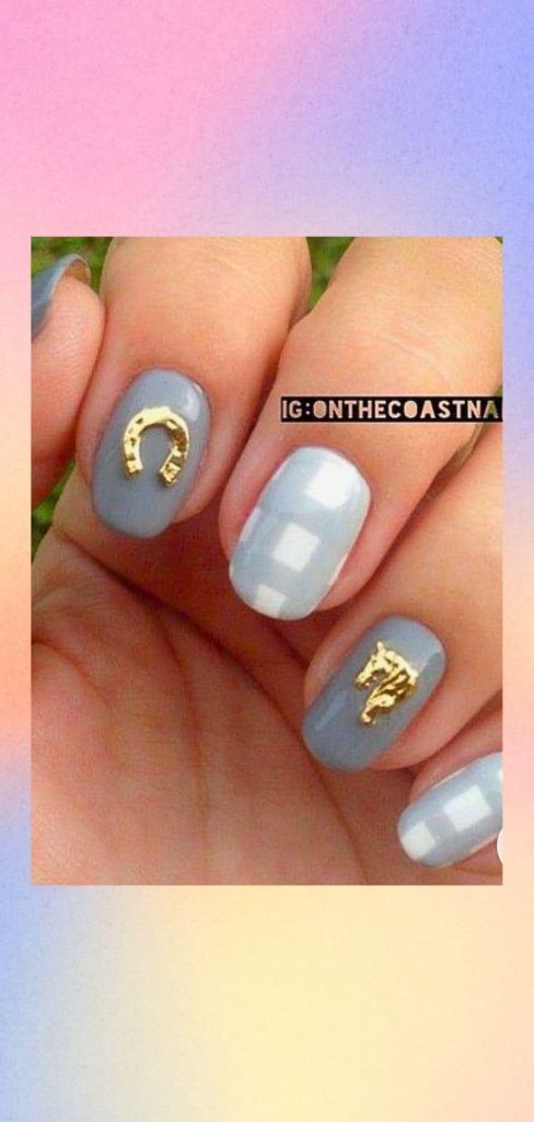 Dusty blue horseshoe nail