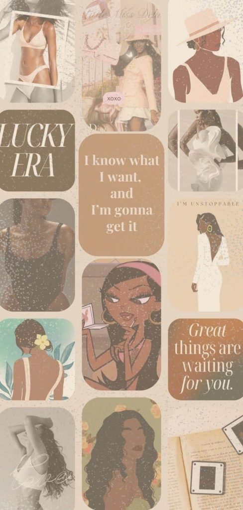 Black girl aesthetic collage quotes - beige overlay