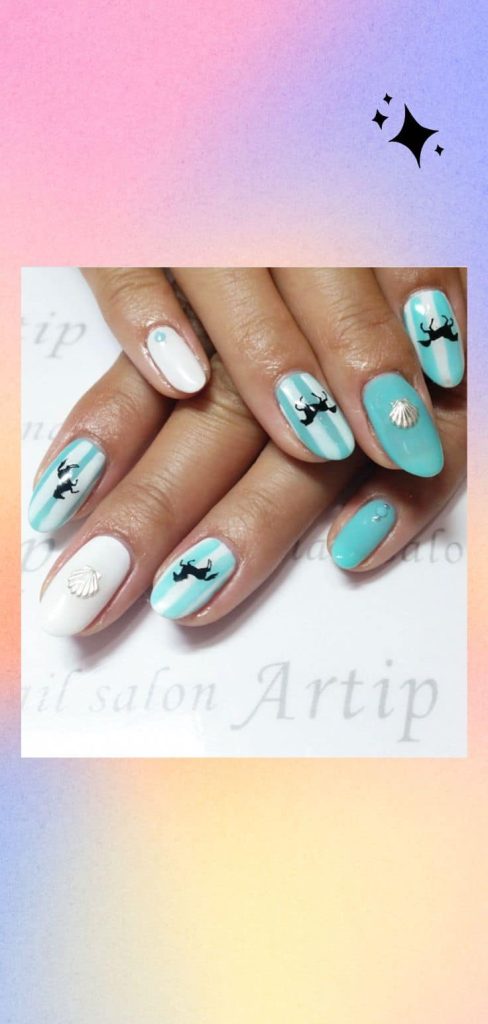Horse nail design Tiffany Blue