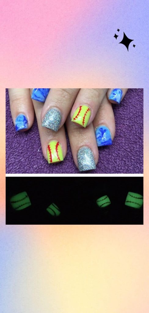neon softball nail