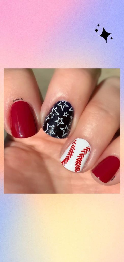 Baseball star nail art