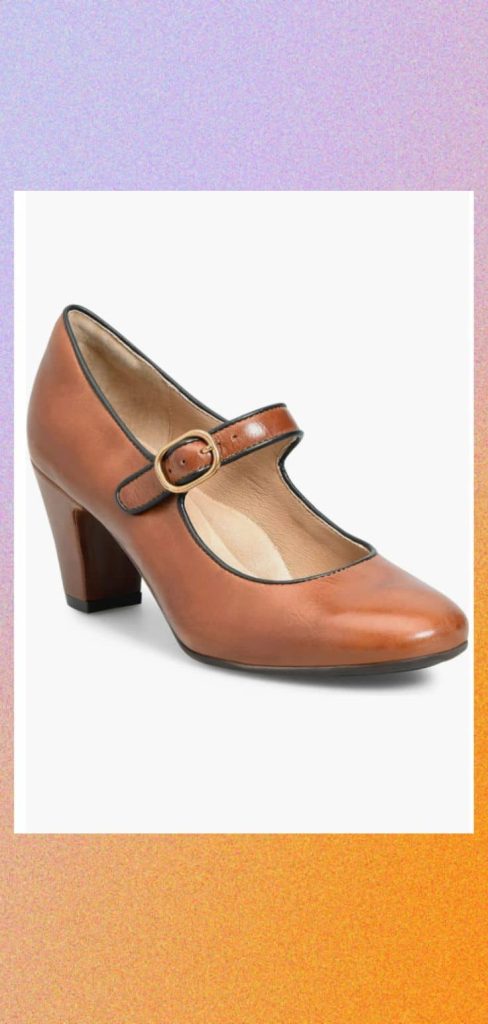 brown vintage block heels