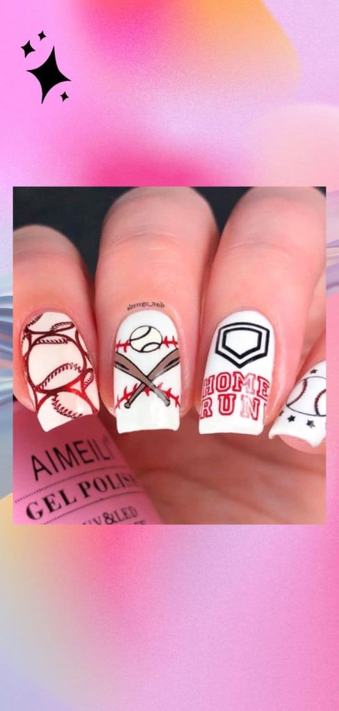 Baseball bat artsy nail 