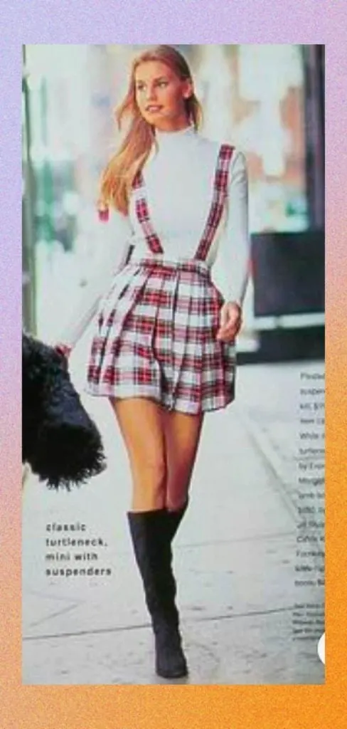 90s plaid suspender mini skirt