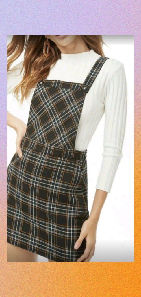 The 90s plaid overall dress 