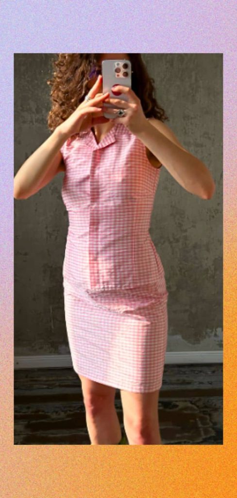pink vintage plaid dress 90s