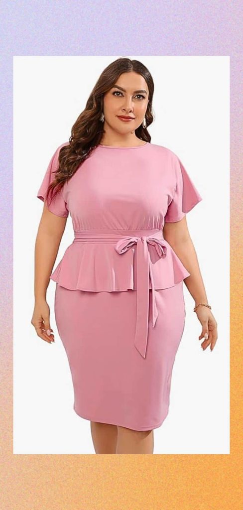 plus size pink peplum dress