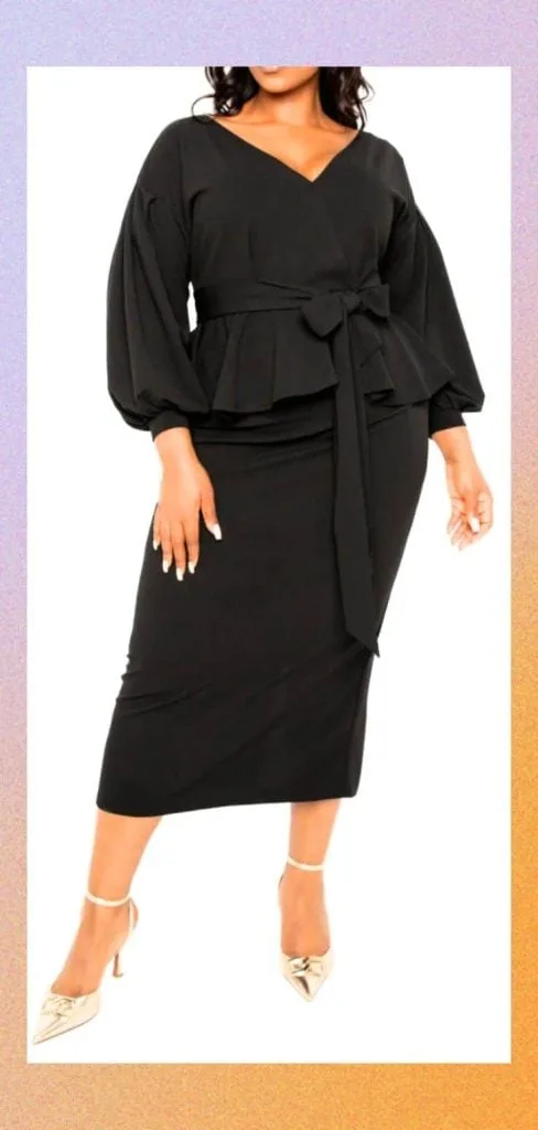 black plus size peplum dress